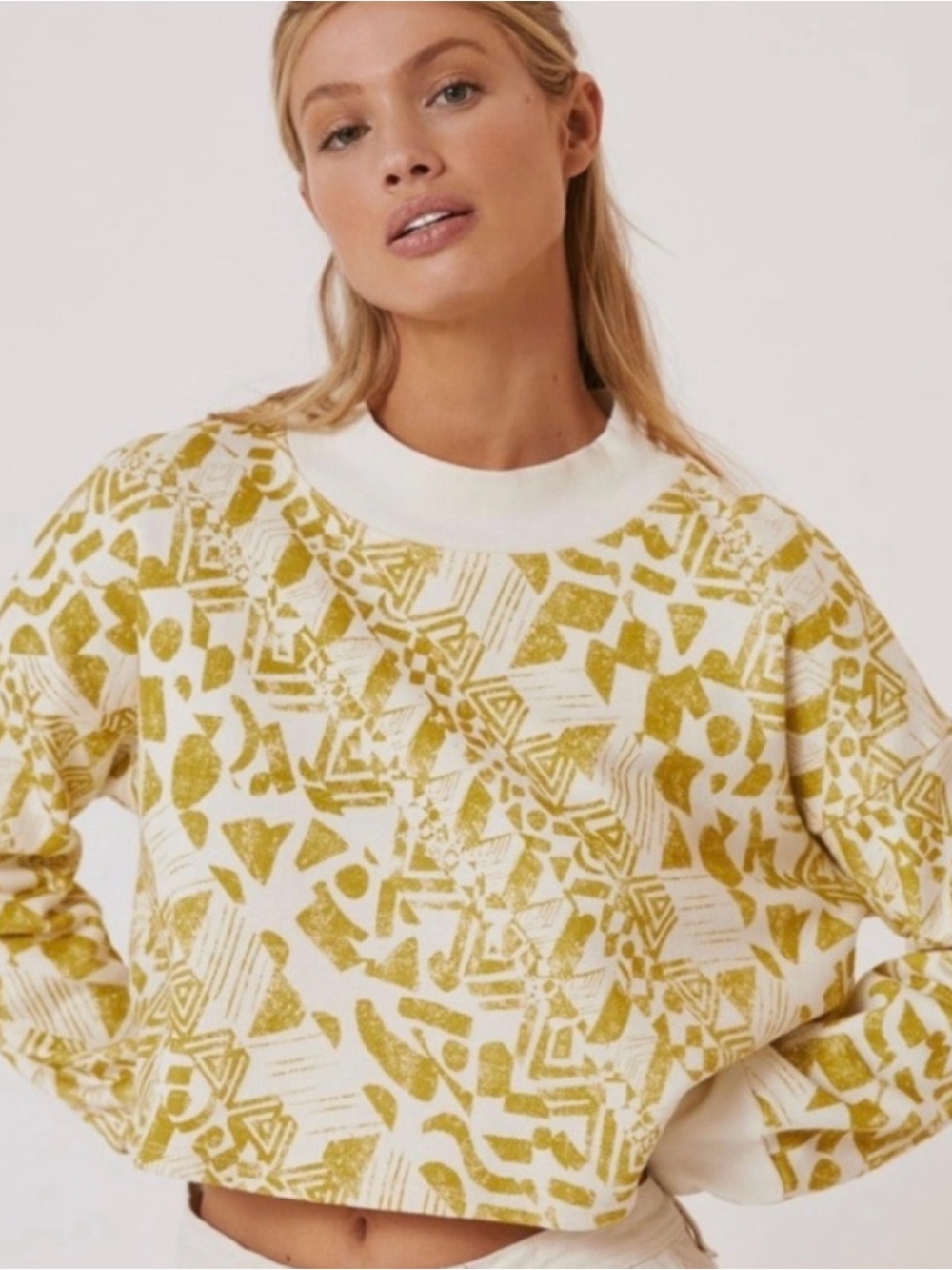NWT Anthropologie AMADI 100% Cotton French Terry Cropped Sweatshirt